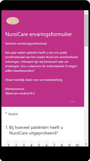 NursiCare ervaringsformulier
