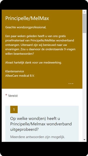 Principelle/MelMax ervaringsformulier