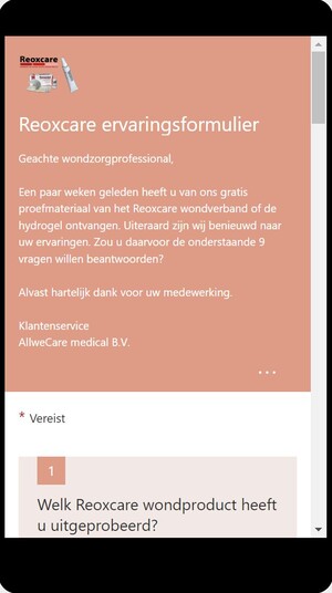 Reoxcare ervaringsformulier