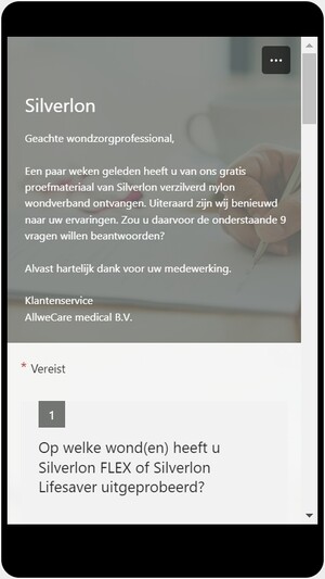 Silverlon ervaringsformulier